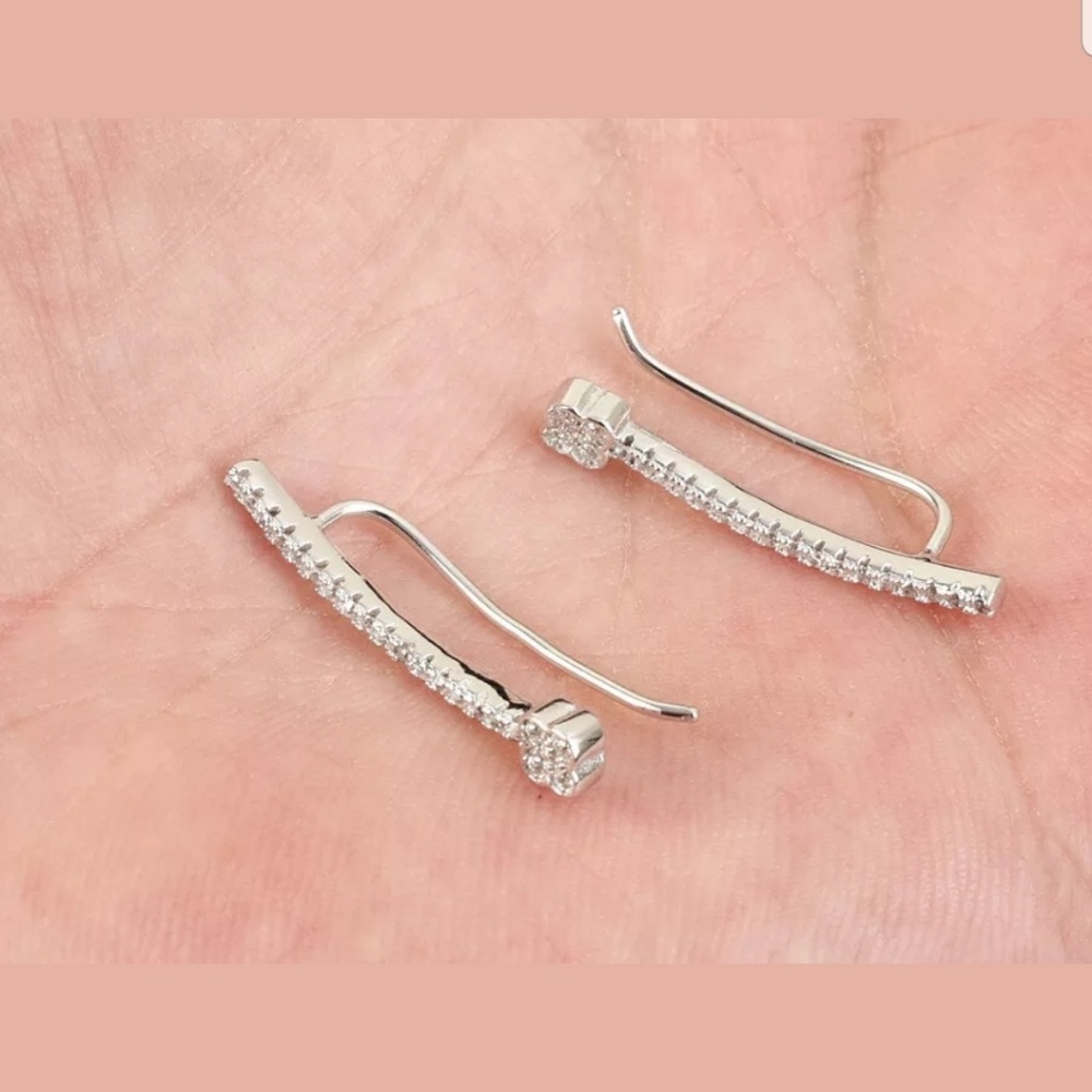 White Topaz & sterling silver earrings ladders - Picture 3 of 10